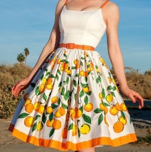 Jenny Dress in Orange Border Print